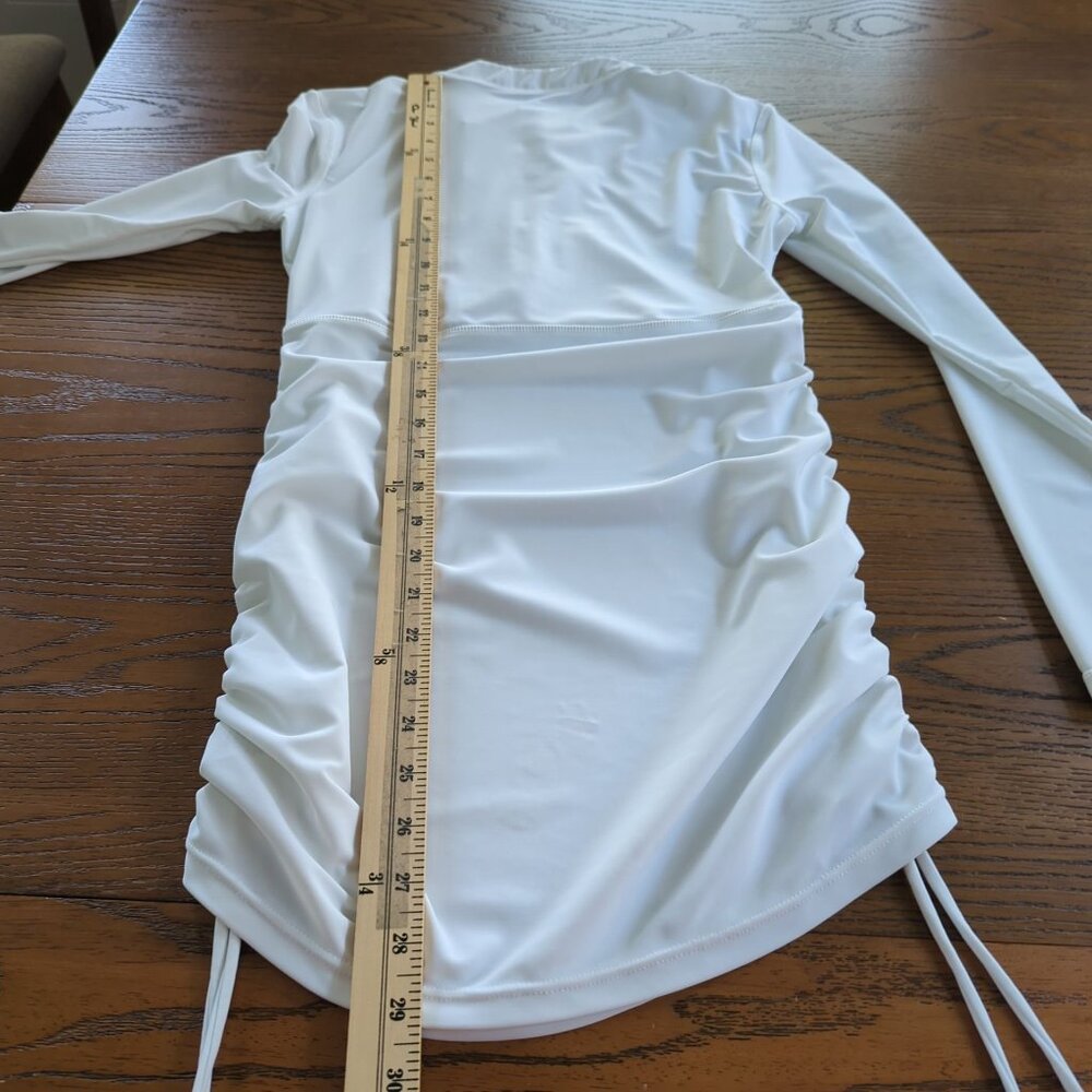Cabana Life Womens Top sz S White Blue‎ Embroidered convertible ruched rashguard - Picture 12 of 13